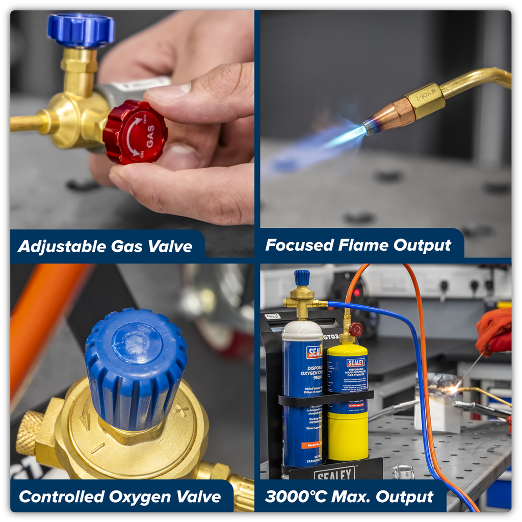 MAPP Gas & Oxygen Brazing Kit with 400g MAPP Cylinder & 950ml Oxygen Cylinder SMGKIT02