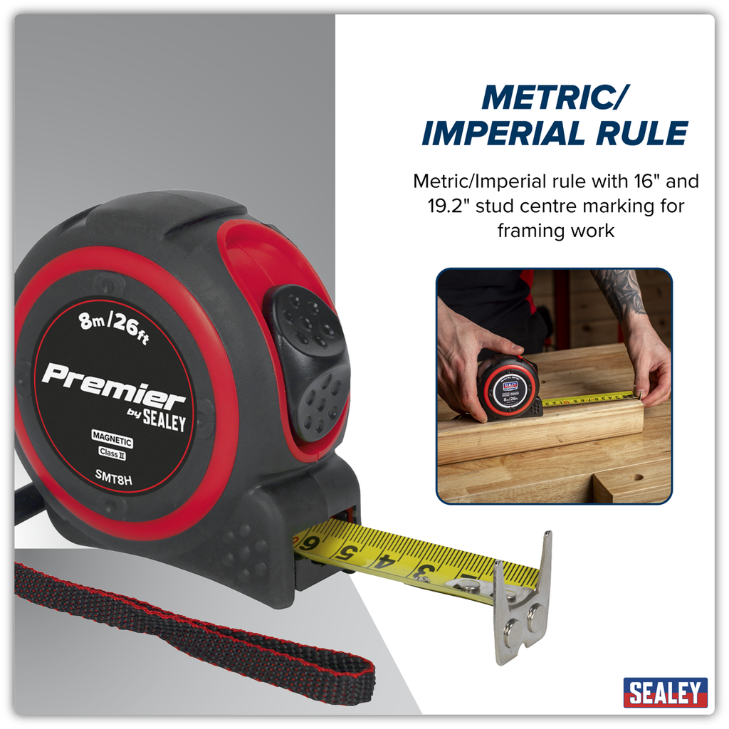 Heavy-Duty Tape Measure 8m(26ft) SMT8H