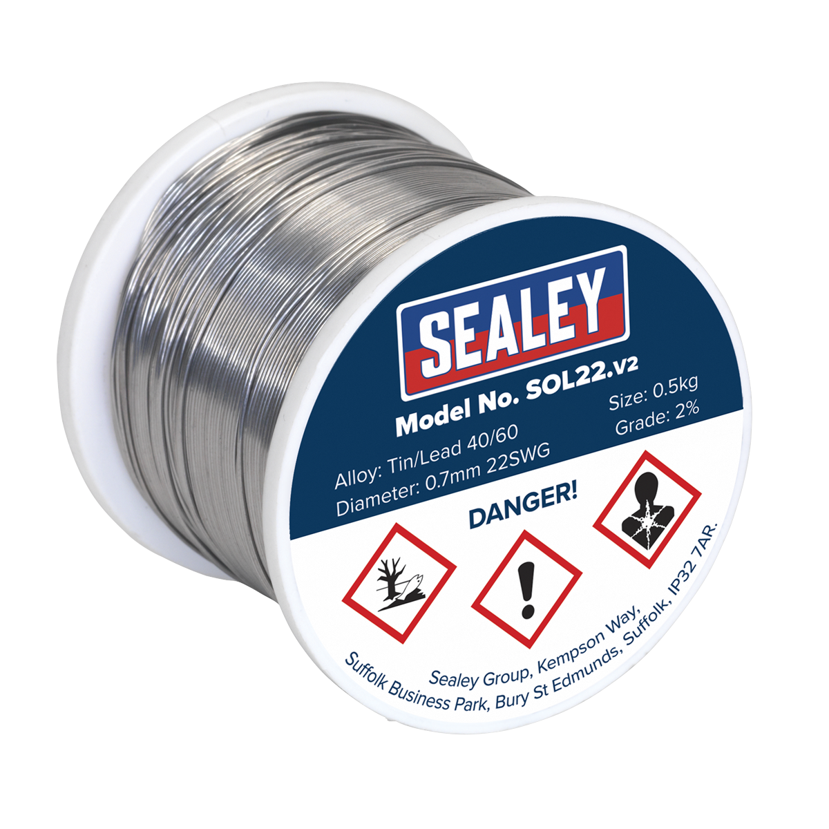 Quick Flow Solder Wire 2% 0.7mm/22SWG 0.5kg Reel SOL22