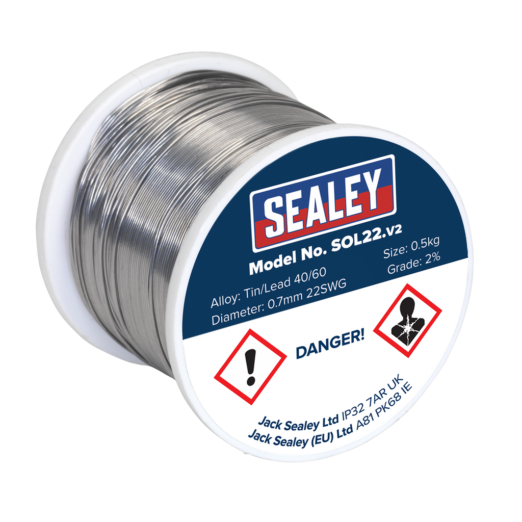 Quick Flow Solder Wire 2% 0.7mm/22SWG 0.5kg Reel SOL22