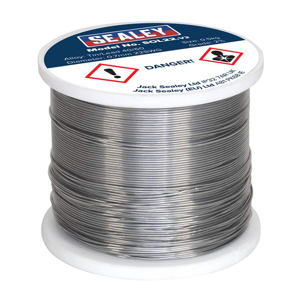 Quick Flow Solder Wire 2% 0.7mm/22SWG 0.5kg Reel SOL22