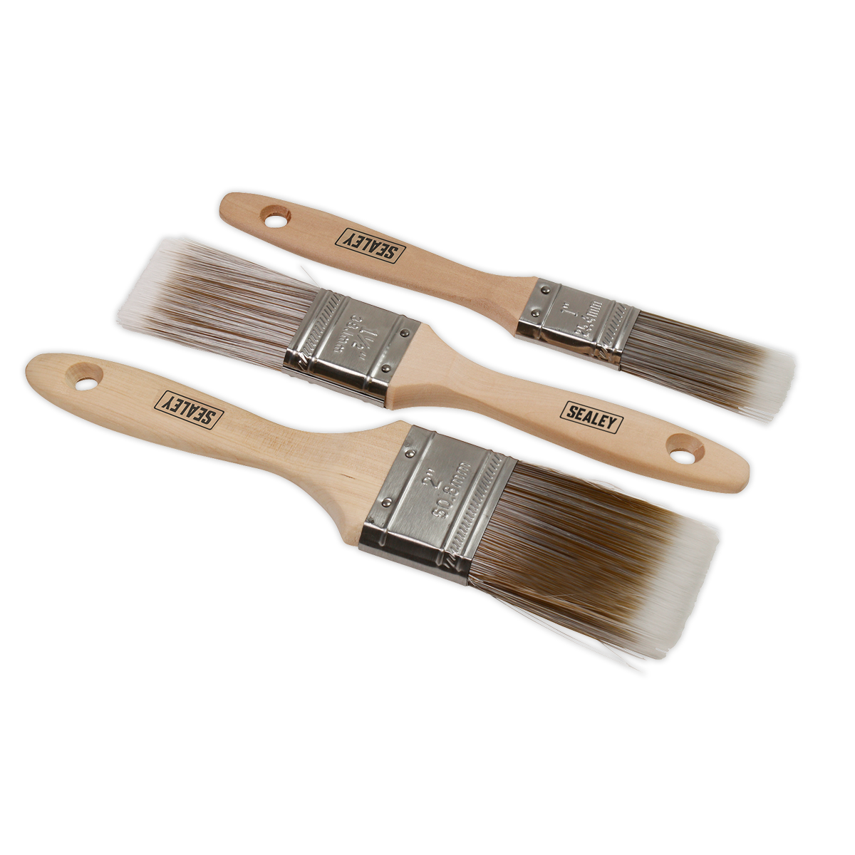 Wooden Handle Paint Brush Set 3pc SPBS3W