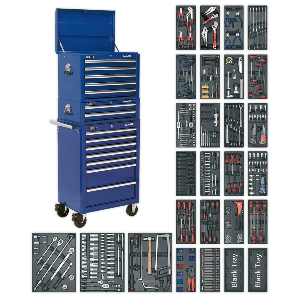 Tool Chest Combination 14 Drawer with 1179pc Tool Kit - Blue SPTCCOMBO1