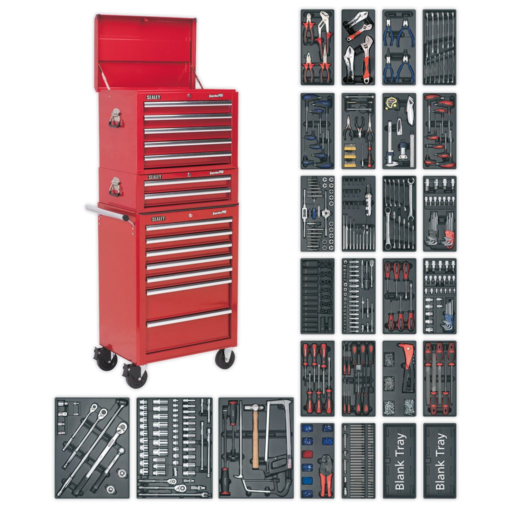 Tool Chest Combination 14 Drawer with 1179pc Tool Kit - Red SPTCOMBO1