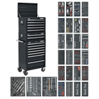 Tool Chest Combination 14 Drawer with 1179pc Tool Kit - Black SPTCOMBO2