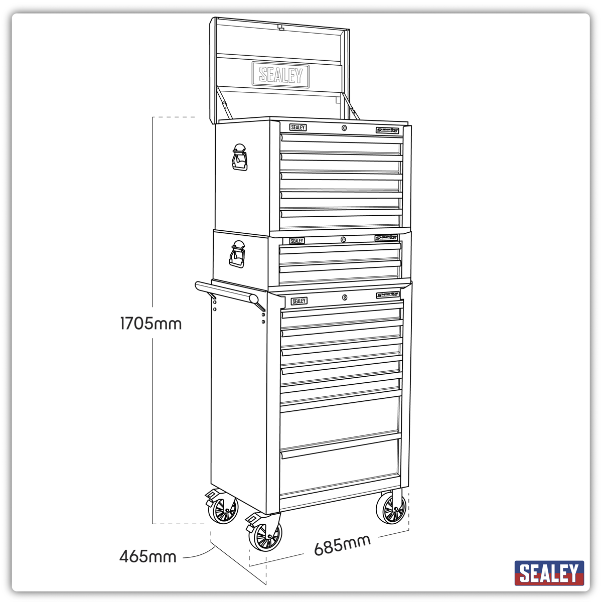 Tool Chest Combination 14 Drawer with 1179pc Tool Kit - Green SPTHVCOMBO1