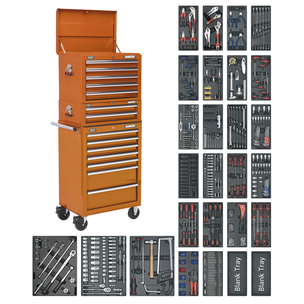 Tool Chest Combination 14 Drawer with 1179pc Tool Kit - Orange SPTOCOMBO1