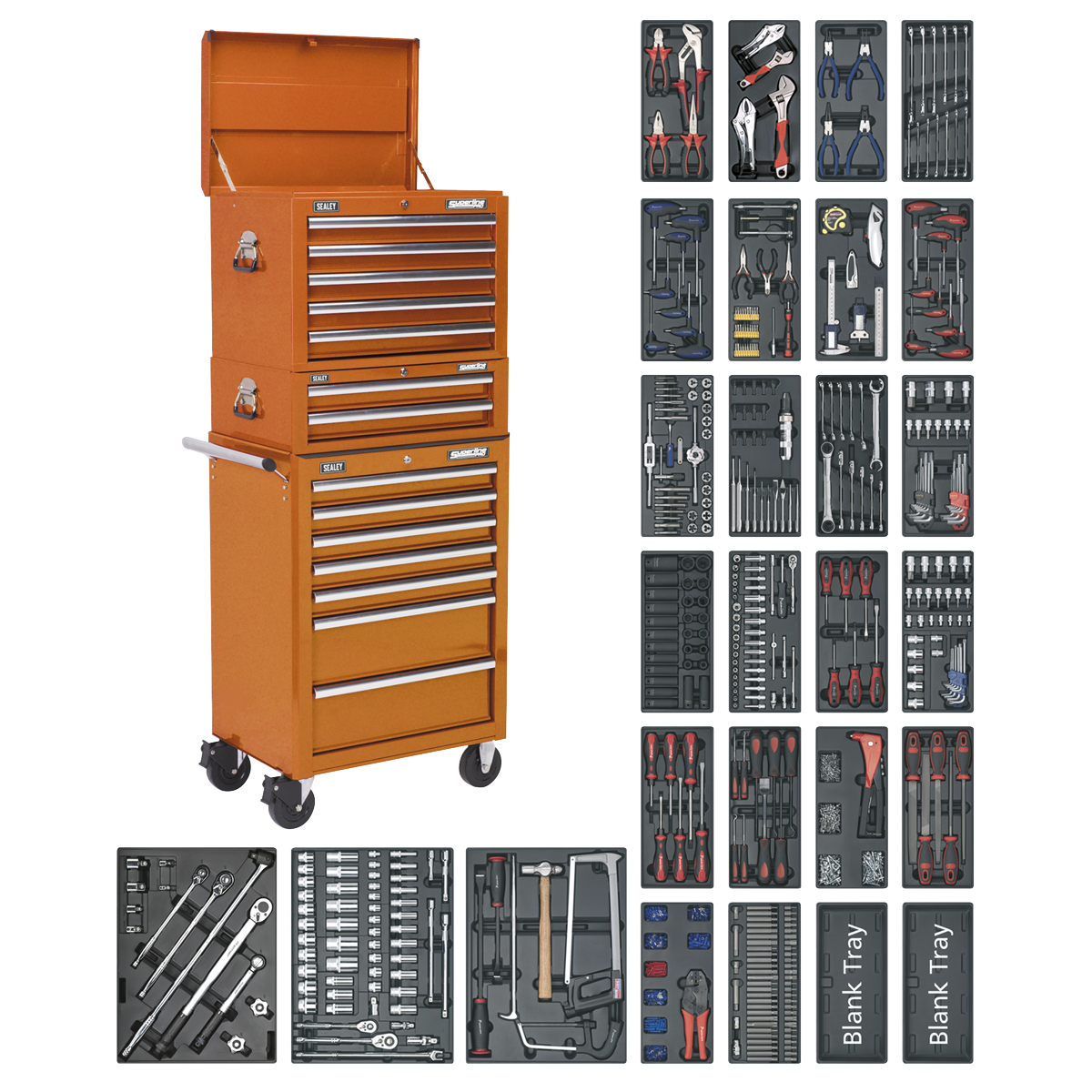 Tool Chest Combination 14 Drawer with 1179pc Tool Kit - Orange SPTOCOMBO1