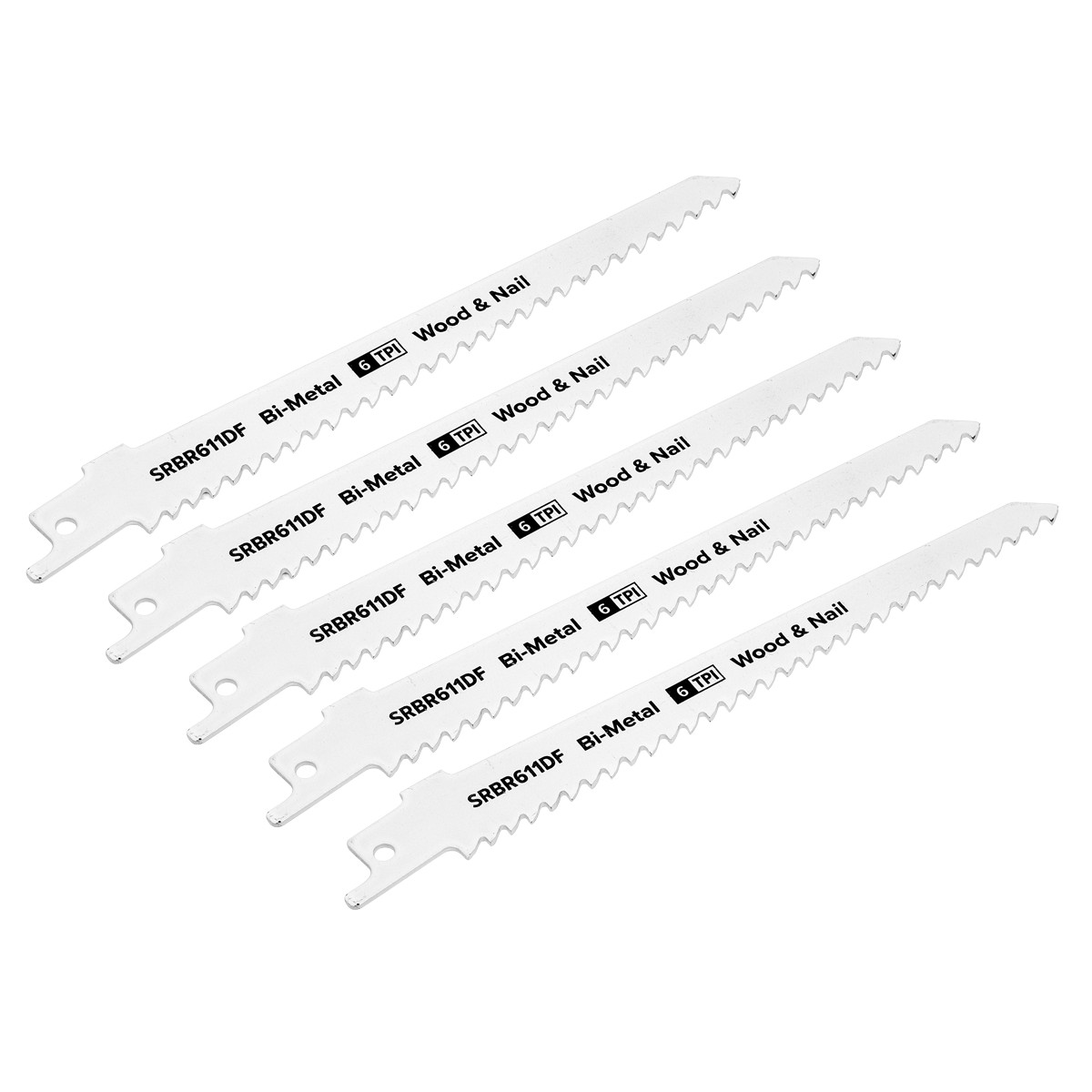 Reciprocating Saw Blade for Wood & Nail 150mm 6tpi - Pack of 5 SRBR611DF
