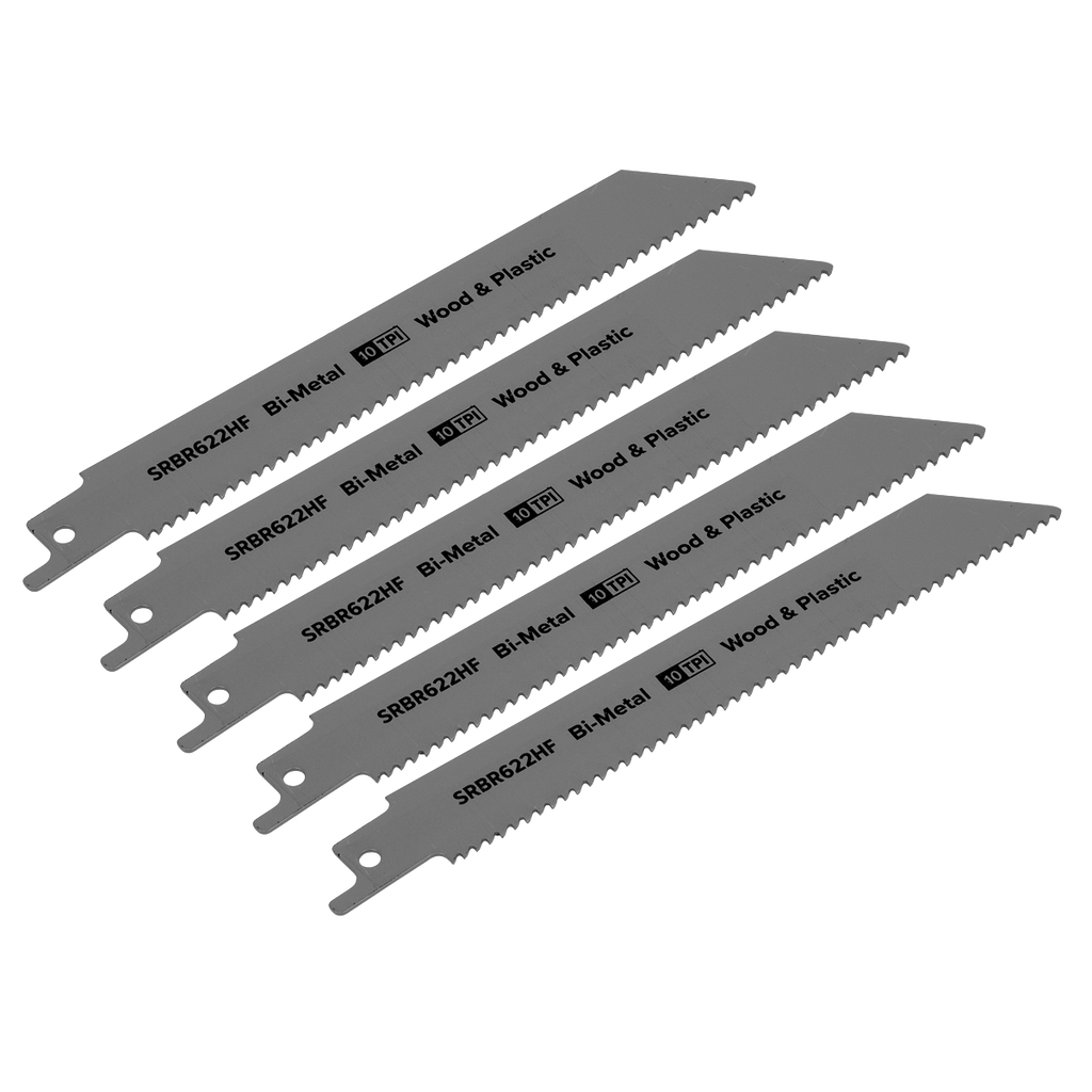 Reciprocating Saw Blade for Wood & Plastics 150mm 10tpi - Pack of 5 SRBR622HF