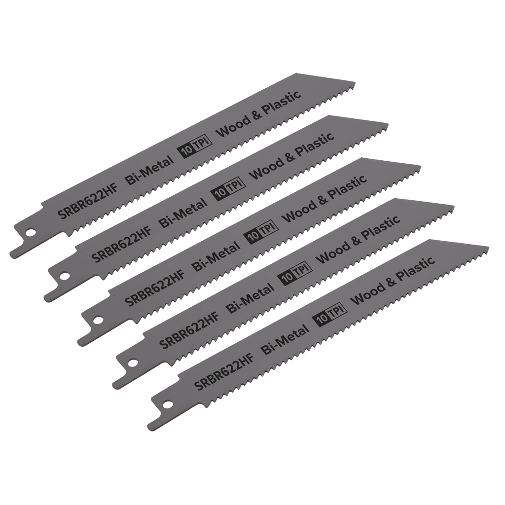 Reciprocating Saw Blade for Wood & Plastics 150mm 10tpi - Pack of 5 SRBR622HF