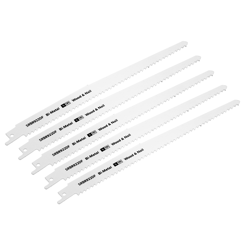 Reciprocating Saw Blade for Wood & Nails 230mm 6tpi - Pack of 5 SRBR922DF