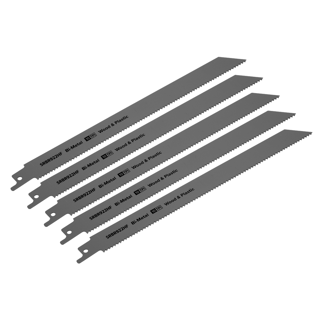 Reciprocating Saw Blade for Wood & Plastics 230mm 10tpi - Pack of 5 SRBR922HF