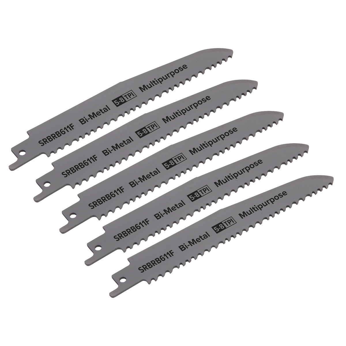Multipurpose Reciprocating Saw Blade 150mm 5-8tpi - Pack of 5 SRBRB611F