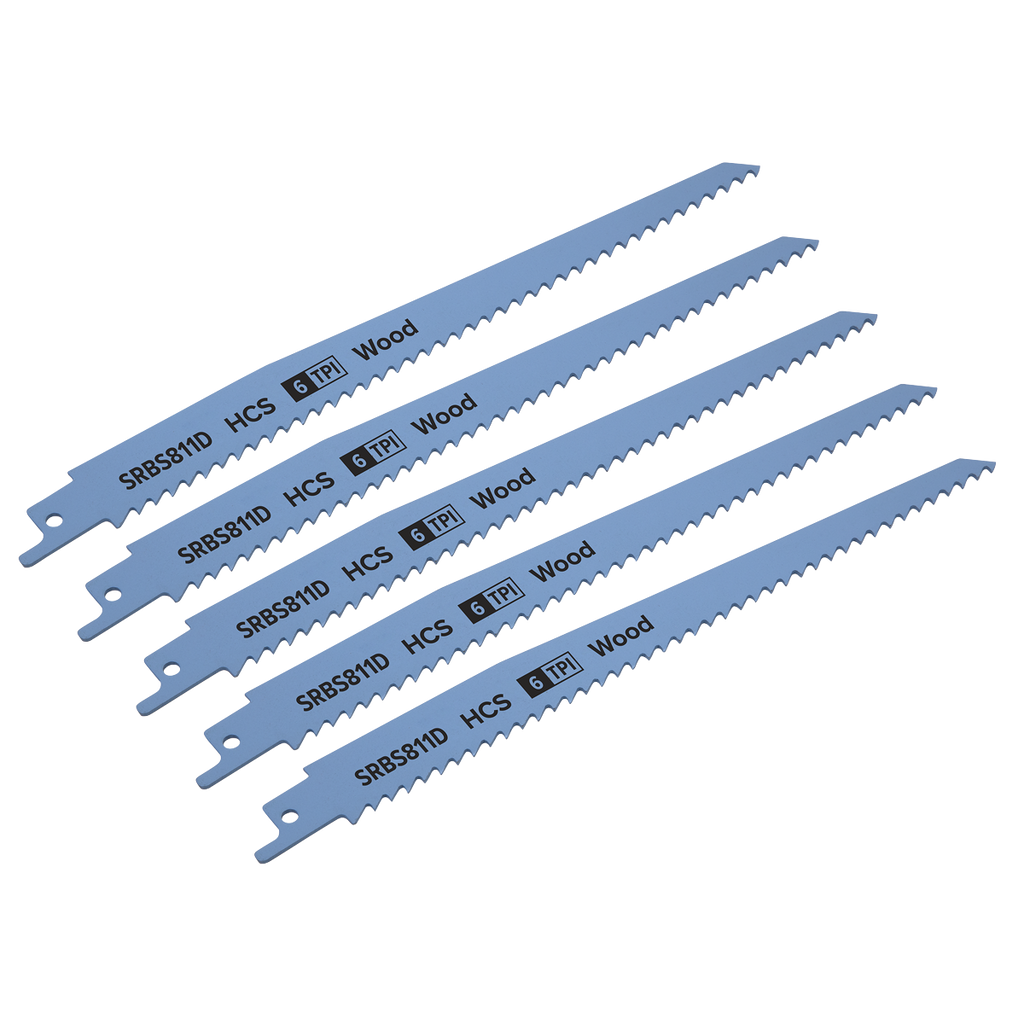 Reciprocating Saw Blade for Clean Wood 200mm 6tpi - Pack of 5 SRBS811D