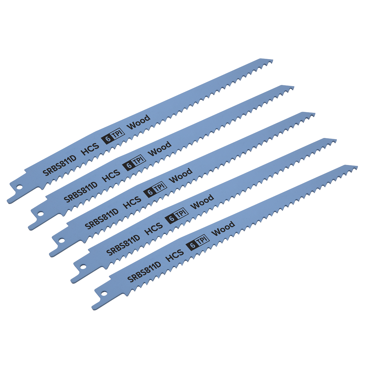 Reciprocating Saw Blade for Clean Wood 200mm 6tpi - Pack of 5 SRBS811D