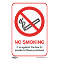 No Smoking On Premises Safety Sign - Self-Adhesive Vinyl SS12V1