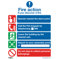 Fire Action Without Lift Safety Sign, Rigid Plastic - Pack of 10 SS20P10