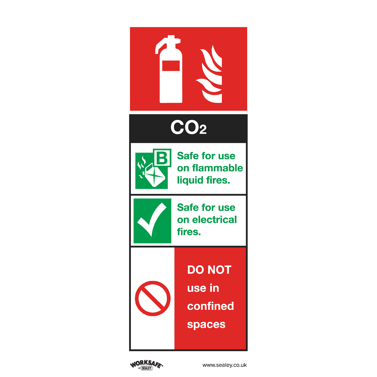 CO2 Fire Extinguisher Safety Sign - Self-Adhesive Vinyl SS21V1
