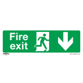 Fire Exit (Down) Safety Sign - Rigid Plastic SS22P1