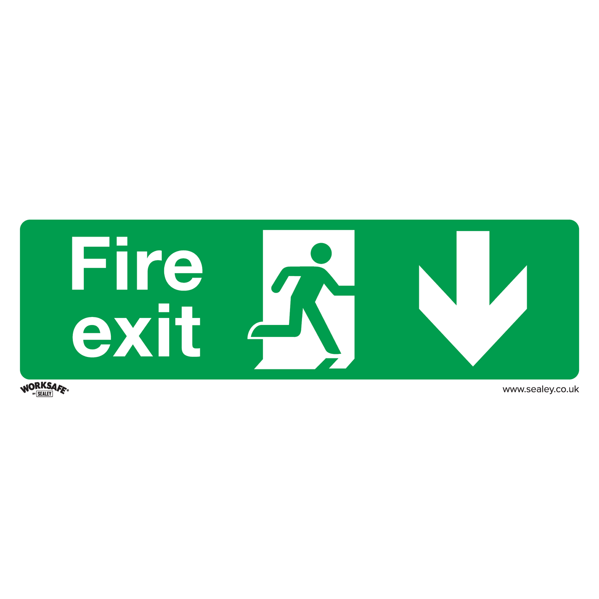 Fire Exit (Down) Safety Sign, Self-Adhesive Vinyl - Pack of 10 SS22V10