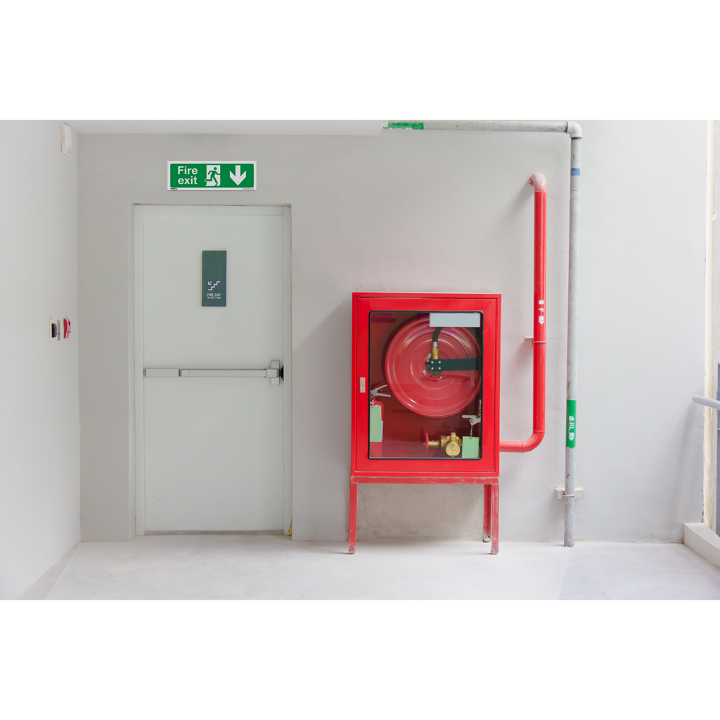 Fire Exit (Down) Safety Sign - Self-Adhesive Vinyl SS22V1