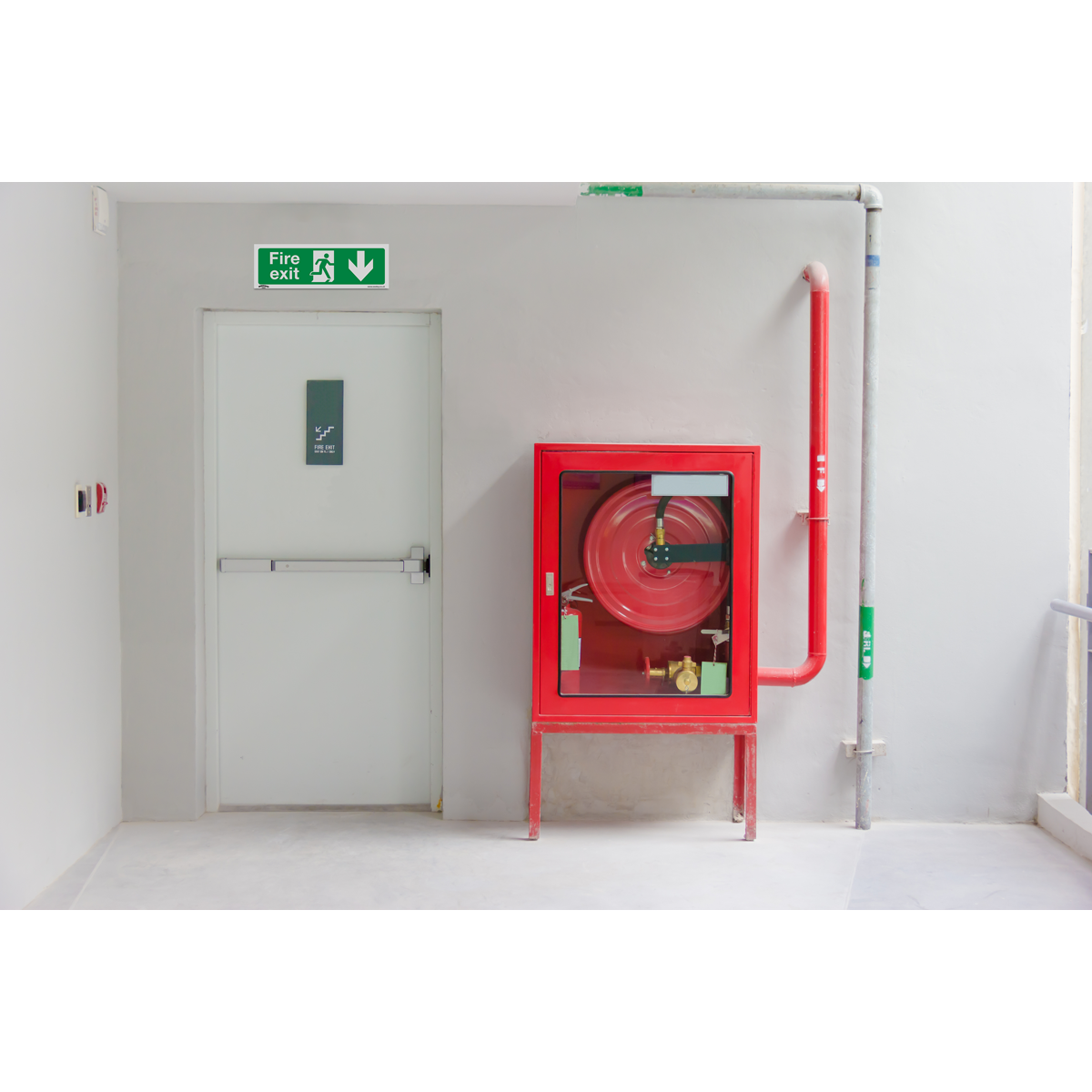 Fire Exit (Down) Safety Sign - Self-Adhesive Vinyl SS22V1