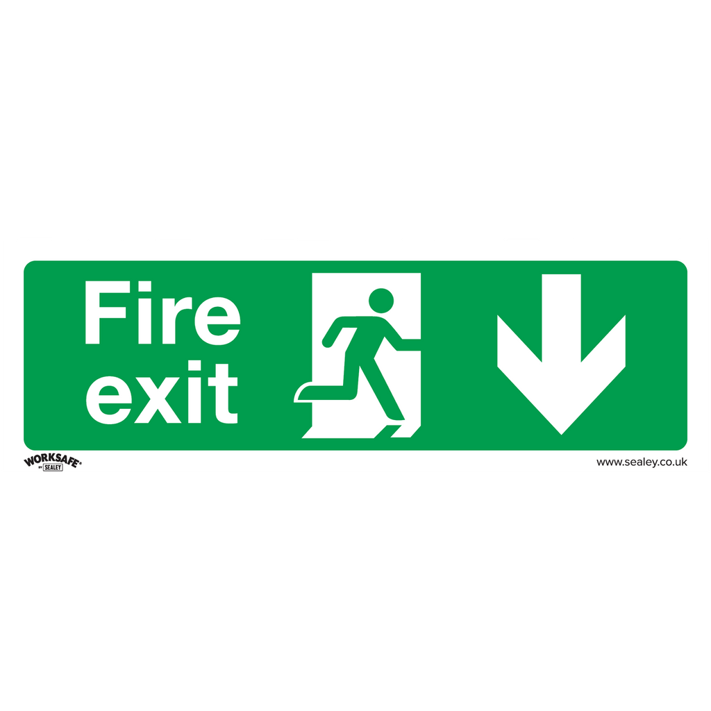 Fire Exit (Down) Safety Sign - Self-Adhesive Vinyl SS22V1
