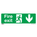 Fire Exit (Down) Safety Sign - Self-Adhesive Vinyl SS22V1