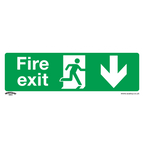 Fire Exit (Down) Safety Sign - Self-Adhesive Vinyl SS22V1