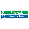 Fire Exit Keep Clear (Large) Safety Sign, Rigid Plastic - Pack of 10 SS32P10