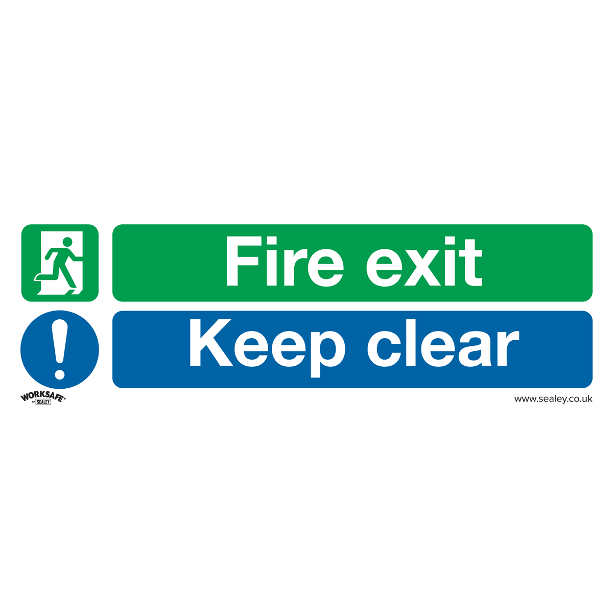 Fire Exit Keep Clear (Large) Safety Sign - Rigid Plastic SS32P1