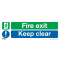 Fire Exit Keep Clear (Large) Safety Sign - Self-Adhesive Vinyl SS32V1