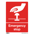 Emergency Stop Safety Sign - Rigid Plastic SS35P1