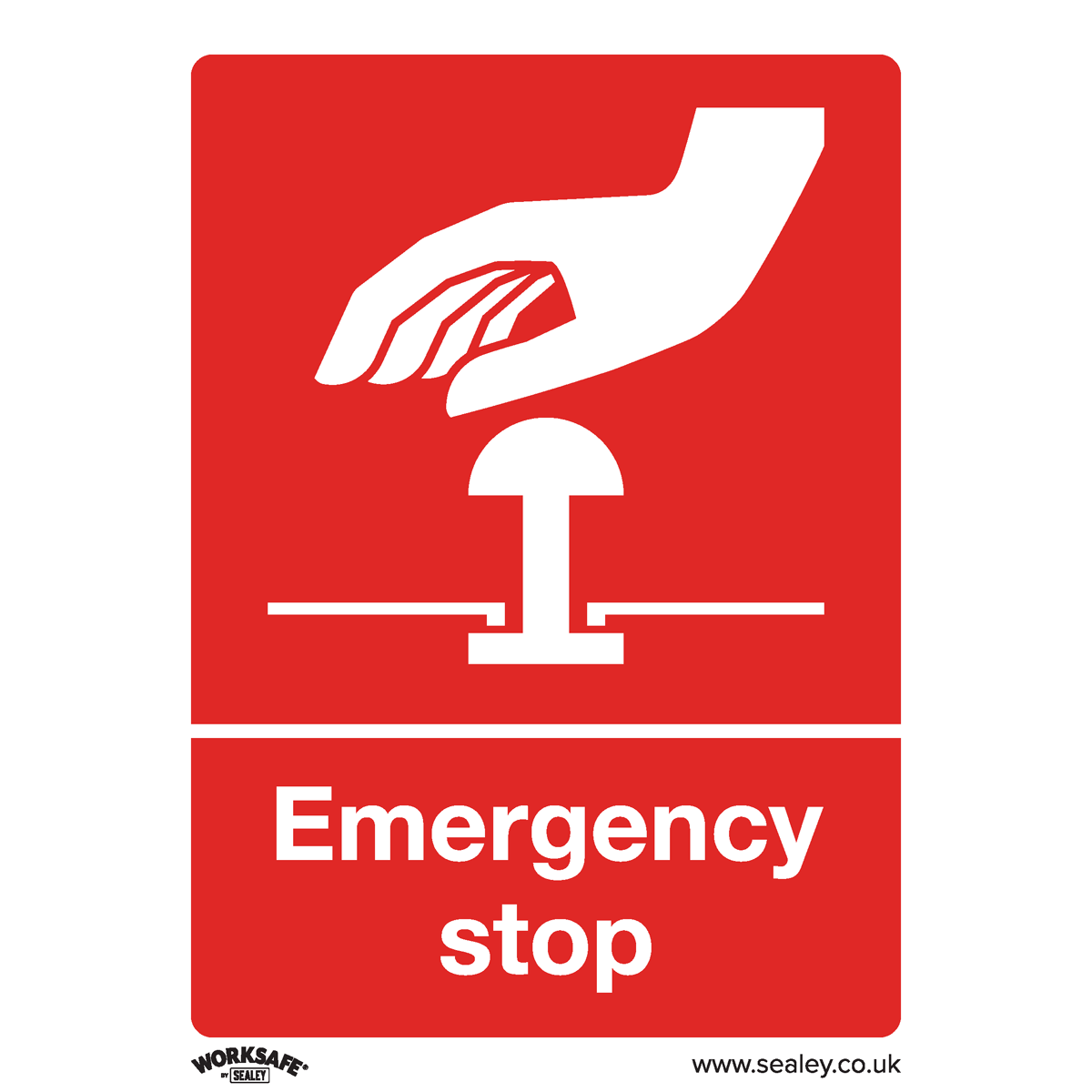 Emergency Stop Safety Sign - Rigid Plastic SS35P1
