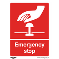 Emergency Stop Safety Sign - Self-Adhesive Vinyl SS35V1