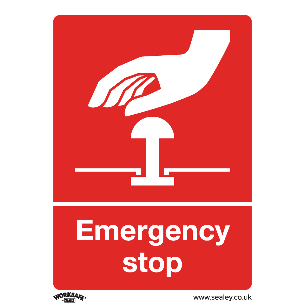 Emergency Stop Safety Sign - Self-Adhesive Vinyl SS35V1