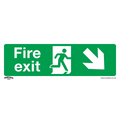 Fire Exit (Down Right) Safety Sign - Rigid Plastic SS36P1
