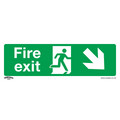 Fire Exit (Down Right) Safety Sign - Self-Adhesive Vinyl SS36V1
