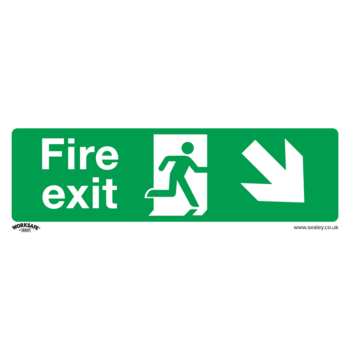 Fire Exit (Down Right) Safety Sign - Self-Adhesive Vinyl SS36V1
