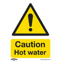 Caution Hot Water Safety Sign - Self-Adhesive Vinyl SS38V1