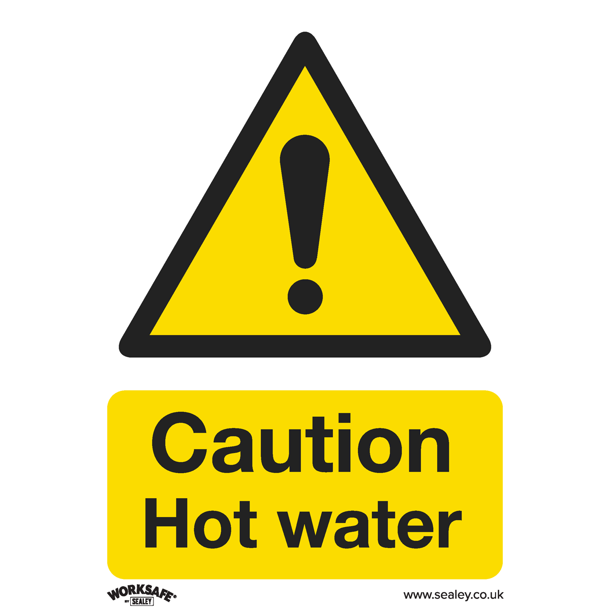 Caution Hot Water Safety Sign - Self-Adhesive Vinyl SS38V1