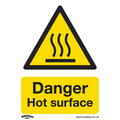 Danger Hot Surface Safety Sign, Rigid Plastic - Pack of 10 SS42P10