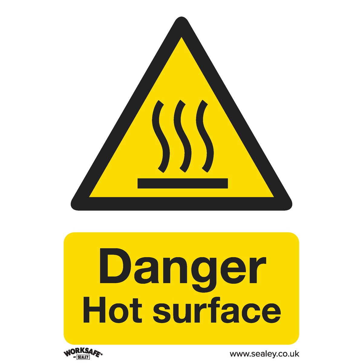 Danger Hot Surface Safety Sign, Rigid Plastic - Pack of 10 SS42P10