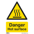 Danger Hot Surface Safety Sign - Rigid Plastic SS42P1