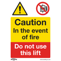 Caution Do Not Use Lift Safety Sign, Self-Adhesive Vinyl - Pack of 10 SS43V10