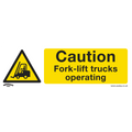 Caution Fork-Lift Trucks Safety Sign, Rigid Plastic - Pack of 10 SS44P10
