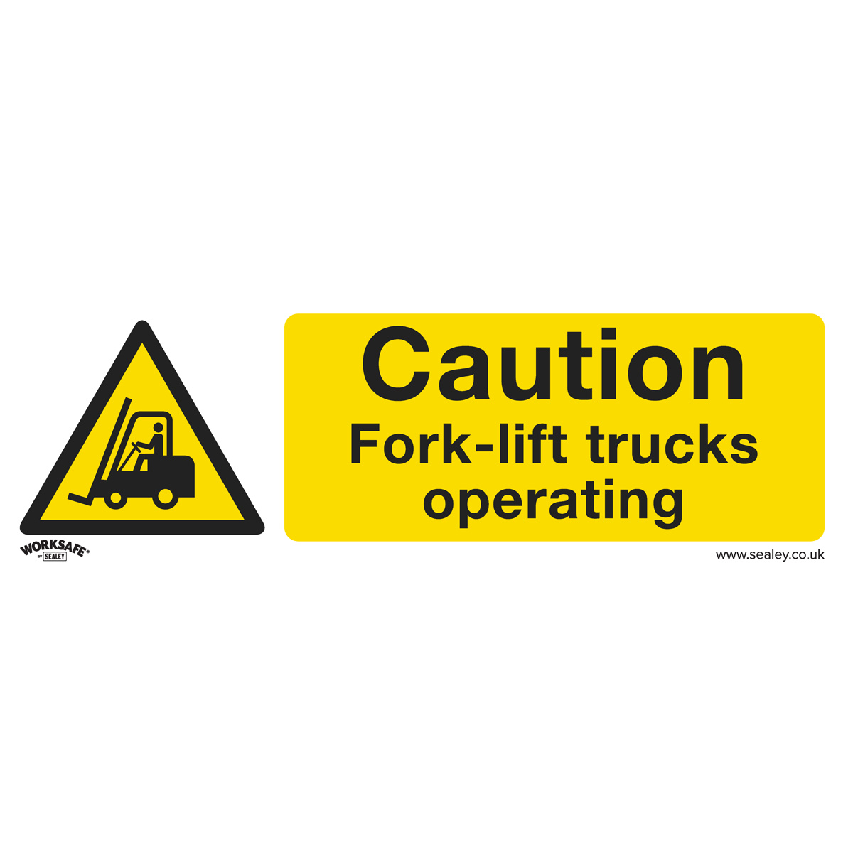 Caution Fork-Lift Trucks Safety Sign, Rigid Plastic - Pack of 10 SS44P10