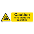 Caution Fork-Lift Trucks Safety Sign - Rigid Plastic SS44P1