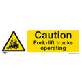 Caution Fork-Lift Trucks Safety Sign - Self-Adhesive Vinyl SS44V1
